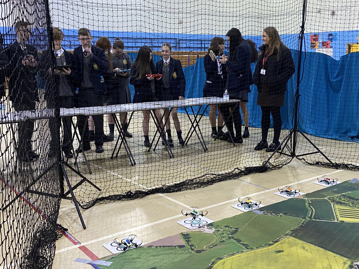 NDCCScience's tweet photo. KS5 and KS4 students coding drones as part of a STEM workshop visiting school today. @NDEvertonValley https://t.co/wfEBj6thR3