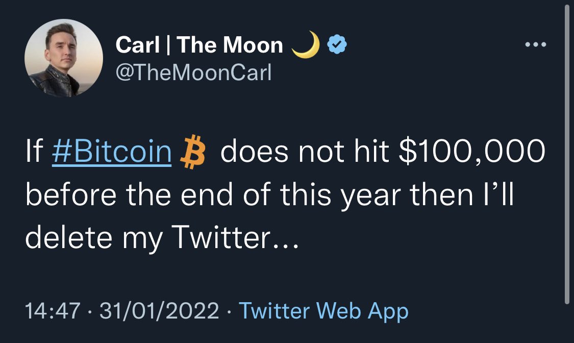 WhaleFUD's tweet image. I think @TheMoonCarl is deleting his twitter this year. Sad to see you go😢