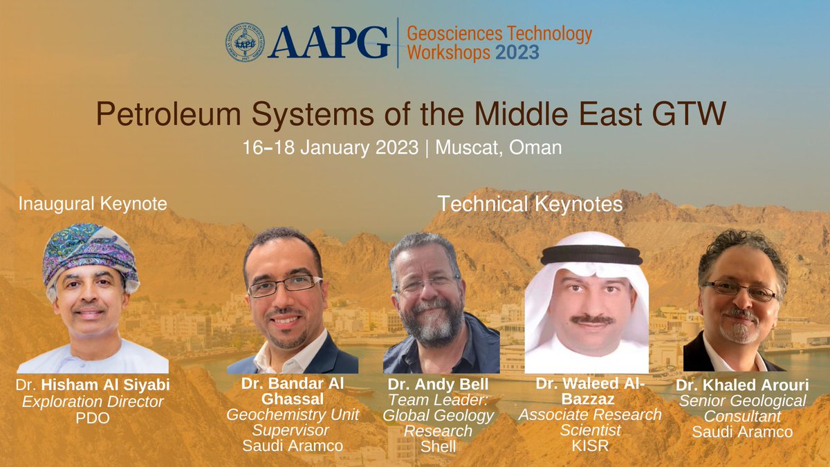 These experts will have tons of advice for you at the upcoming #AAPG Petroleum Systems of the Middle East GTW. Join us in Muscat from 16-18 January to learn from the best and enjoy 3 days filled with extremely insightful and engaging technical sessions bit.ly/3Fd5sKD