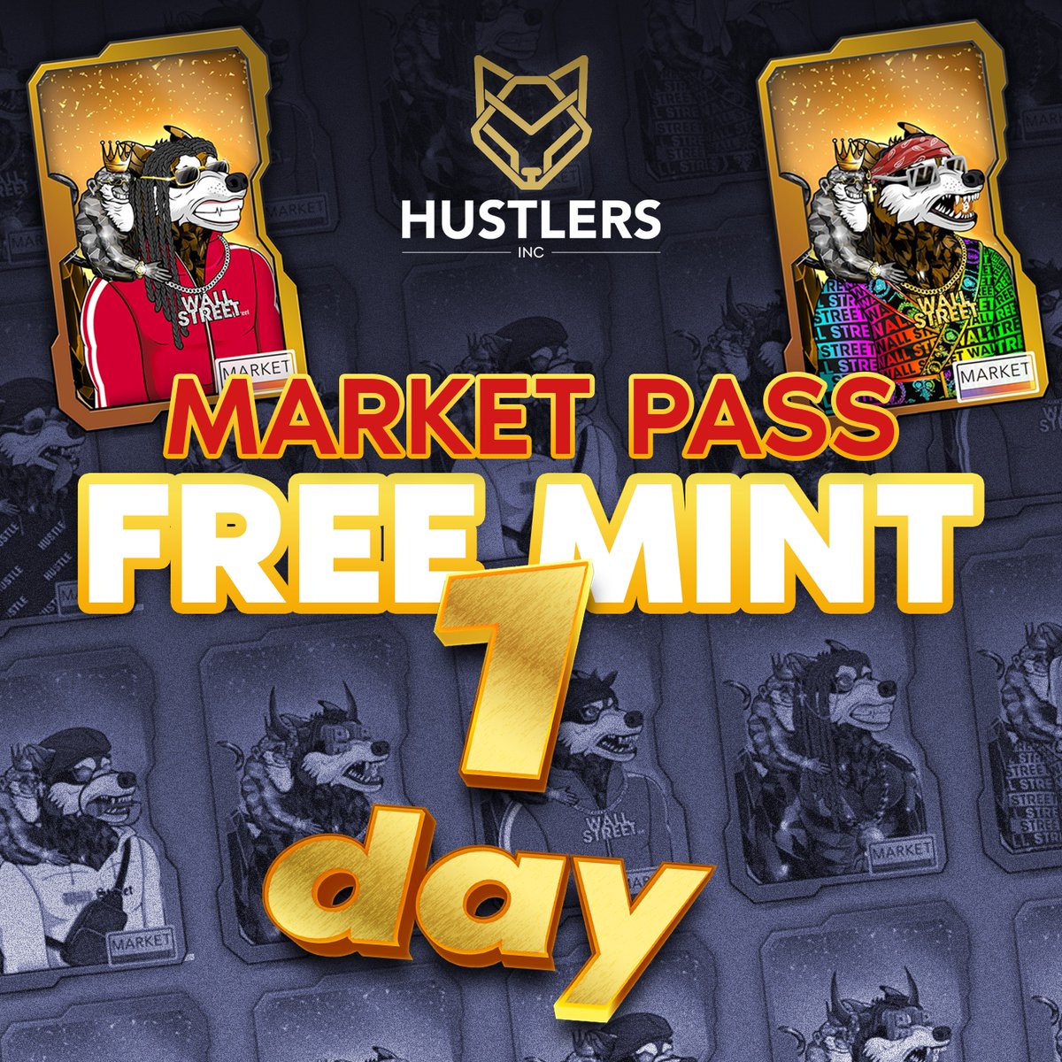 HustlersWallSt's tweet photo. 1 DAY TO GO‼️‼️‼️

The HUSTLERS INC Market Pass 📈

The time is nearly here! ⏰

#FreeMint incoming 🔥

Get in the Discord &amp; be ready 🤩

https://t.co/8qHjT6uKd1

#NFTProject #StockMarket #Crypto #NFT #NFTs #Business #NFTdrop https://t.co/NigL9fYrAq