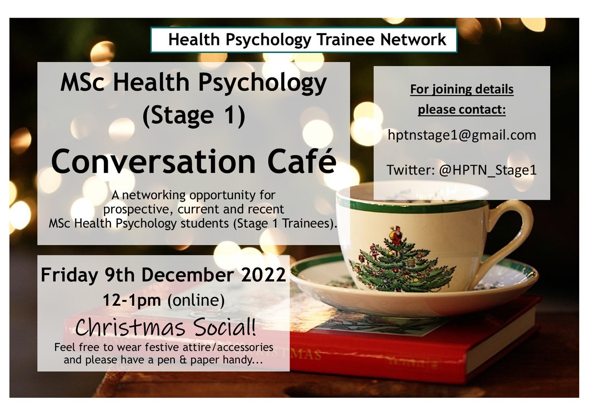 HPTN_Stage1's tweet photo. It's Chriiiiiiistmas (soon) and the #HealthPsychStage1 cafe will be getting into the Christmas spirit on the 9th December.
Come and join for fun and games. Festive attire is very much encouraged 🎅 https://t.co/1T7lQD2Igq