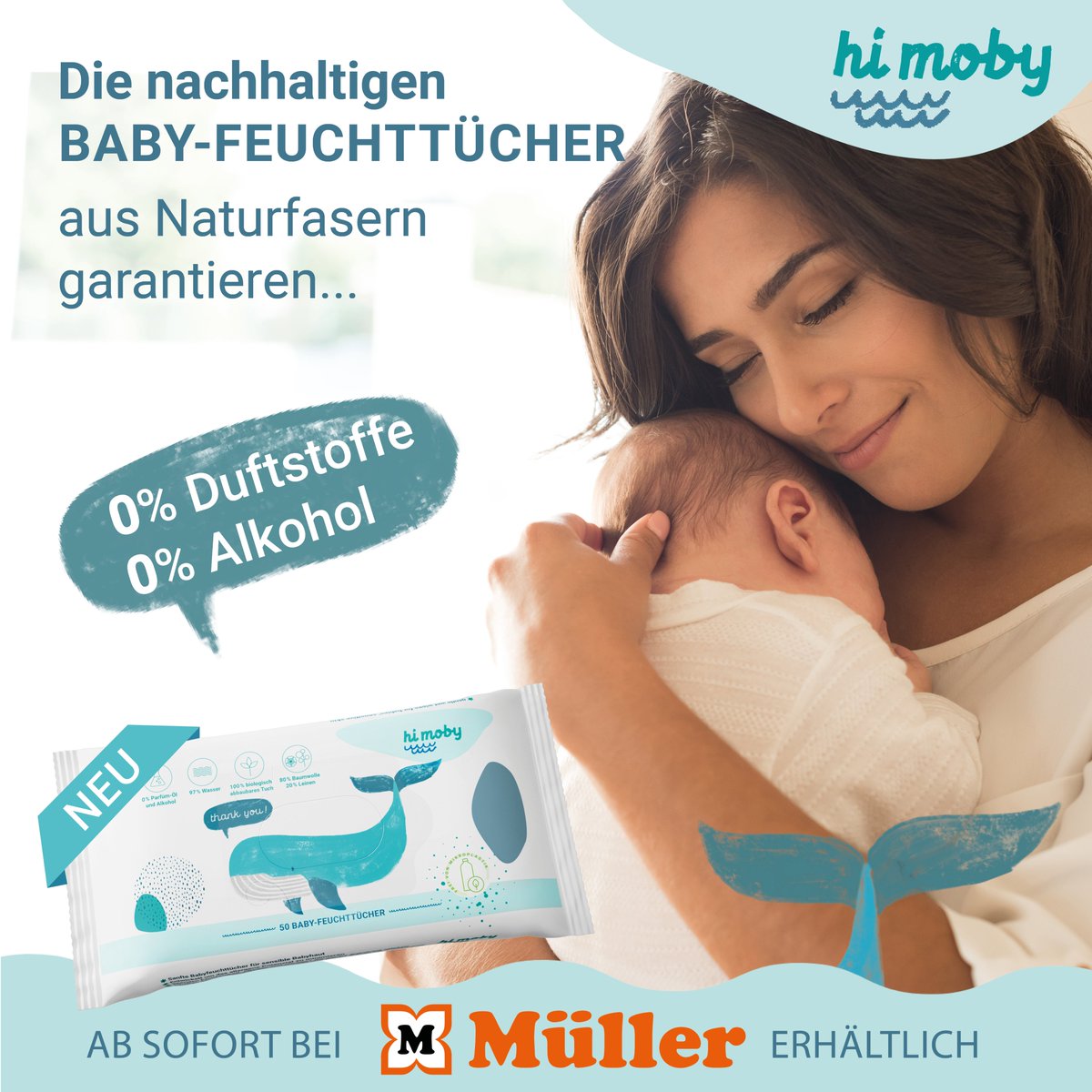 Für dein Baby nur das Beste 😉

Wir legen viel Wert auf die schonende Pflege deines Babys, deshalb können wir folgendes garantieren: 

✔️ 100 % natürliche Inhaltsstoffe 
✔️ 0 % Duftstoffe
✔️ 0 % Alkohol

JETZT in deinem Müller Drogeriemarkt: mueller.de/p/hi-moby-feuc…