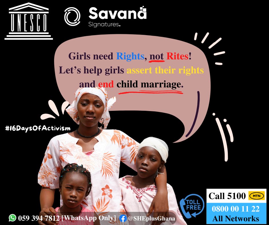 savsign's tweet photo. Did you know that 41,000 #girls get married everyday before their 18th birthday, and that every minute, 28 girls get married? #Children need education, not marriage. Call the SHE+ tollfree number 0800 00 11 22 to report child marriage and or get support. 

#16DaysOfActivism #GBV https://t.co/VLNmi9tFVf
