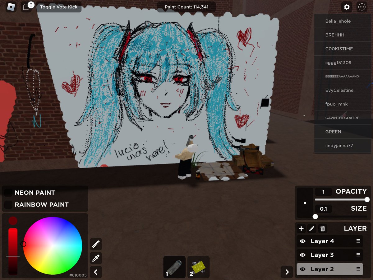 SOMEONE SPLATTERED RED PAINT OVER MY MIKU TO SABOTAGE IT BUT IT LOOKS KINDA NOT BLAND ANYMORE