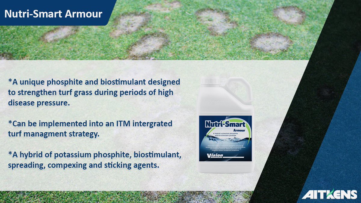 Aitkens_turf's tweet photo. Nutri-Smart Armour | A unique phosphite and biostimulant designed to strengthen turf grass during periods of high disease pressure and can be implemented into an ITM integrated turf management strategy…🔰🌱✅ @Aitkens_turf https://t.co/13h0U5WmzB