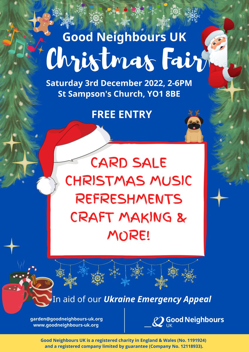 #York, are you ready?? Only 3 more days to go until our #Christmas Fair at St Sampson's Church! Expect amazing #Ukrainian food, #carols, beautiful #Christmascards and crafts made by Ukrainian #locals! Meet #York's Ukrainian society and more! We can't wait to see you there!