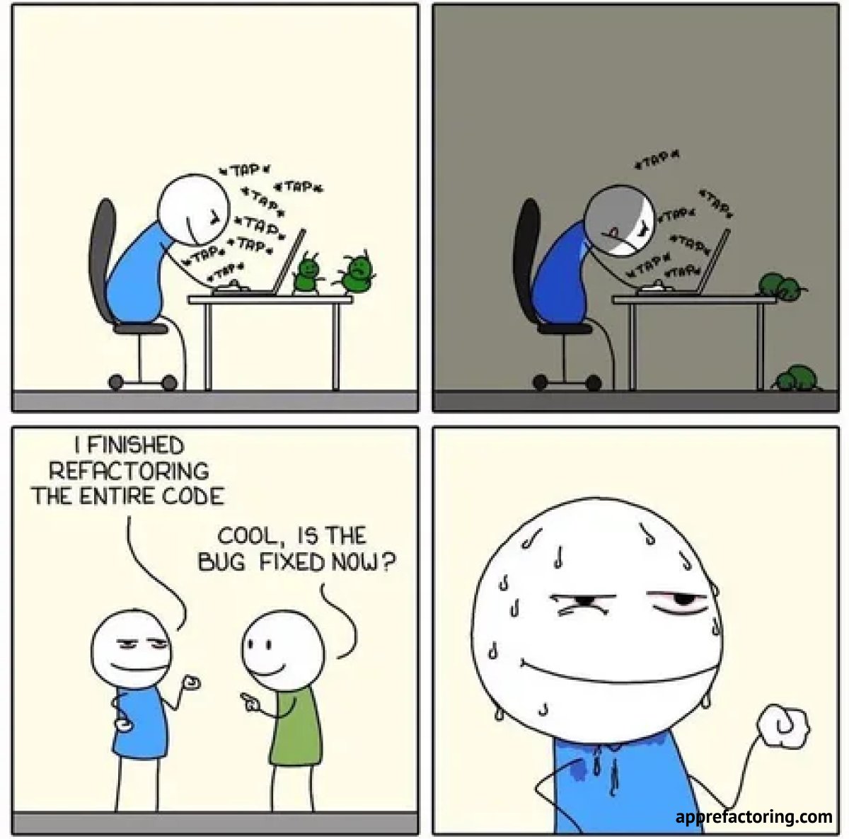 app_refactoring's tweet image. Have you ever tried to refactor code? ;)

Our AppRefactoring service will help you refactor by deeply analyzing your code    

#apprefactoring #refactoring #software #codeanalysis #codereview #programmingmemes #programminghumor