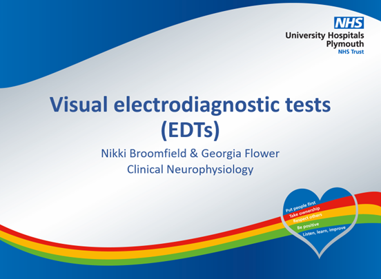 NeurophysUHP's tweet photo. @flower_georgia and @NikkiBroomfiel2 gave a talk to the REI dept at @UHP_NHS recently about how visual electrophysiology is used to localise visual pathway dysfunction.  Much more fun than it sounds..... https://t.co/MfcpDlaGP1