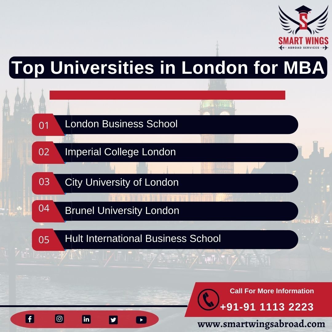 𝗧𝗼𝗽 𝗨𝗻𝗶𝘃𝗲𝗿𝘀𝗶𝘁𝗶𝗲𝘀 𝗶𝗻 𝗟𝗼𝗻𝗱𝗼𝗻 𝗳𝗼𝗿 𝗠𝗕𝗔

1) London Business School
2) Imperial College London
3) City University of London
4) Brunel University London
5) Hult International Business School 

#mbainuk #gmat #studyabroad #studyuk #educationconsultant