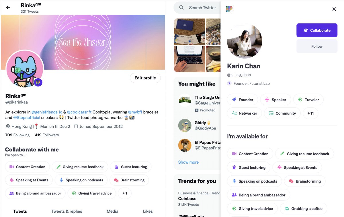 Loving this new feature of <a href="/Polywork/">Polywork</a> for more collaboration in this space. Anyone down for a coffee chat about #web3, #community, or even travel tips in Europe? 😉👋