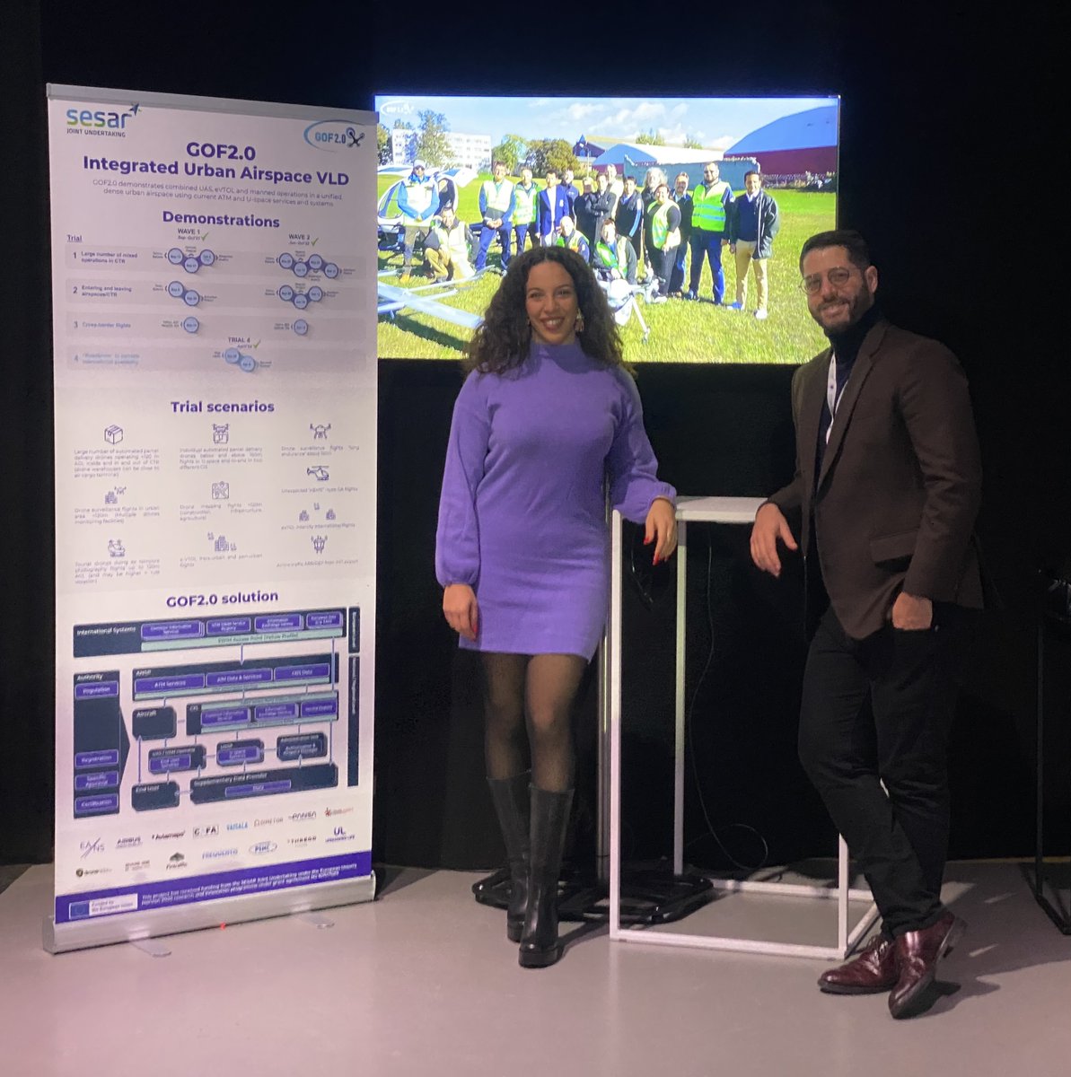 unmanned_life's tweet photo. Day 2 of #EUDroneDays has kicked off and our CEO Nicholas Zylberglajt @niczyl and Marketing Officer Priscilia Kate Zemouri are at @GOF2_0's booth to talk about the updates and key findings of the project. 🚁

#GOF2 #Trial #UTM #UAM #LOLG #SESAR3JU #Uspace #DigitalSky #Event https://t.co/NYSS0q4Aab