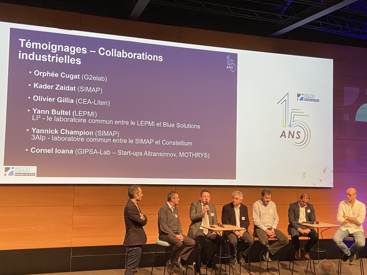 Le <a href="/CarnotEF/">Carnot Énergies du Futur</a> a 15 ans ! Ses laboratoires #LEPMI #SIMAP #G2Elab <a href="/GipsaLab/">GIPSA-lab</a> <a href="/CEA_Liten/">CEA-Liten</a> travaillent, en collaboration avec les industriels, à préparer la #transition #énergétique.