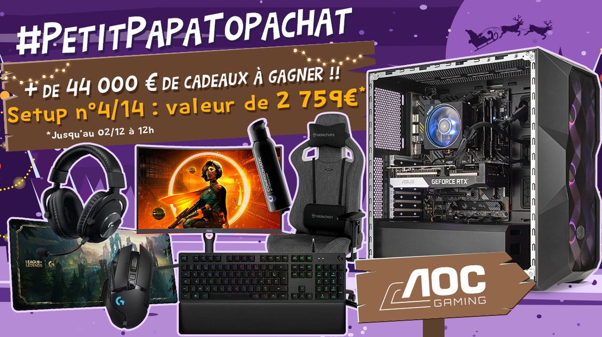 Concours 🎁 #PetitPapaTopAchat 🎄
🔥 + de 44 000 € de cadeaux à gagner ! 🔥

Nouveau #Setup4 de 2759 € à gagner ! 🔥

Pour participer
☑ #RT ce tweet
☑ Follow <a href="/TopAchat/">TopAchat</a>

Participe aussi sur TikTok / Discord / Insta / Facebook
➡ topachat.com/p/content/conc…
🍀 TAS le 02/12 à 12h