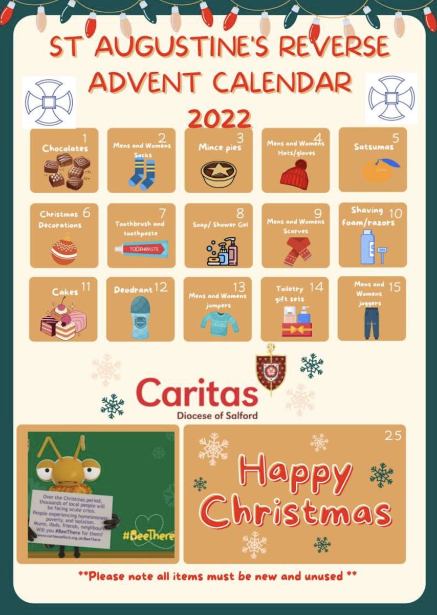 Tomorrow marks the start of our Reverse Advent Appeal for <a href="/CaritasSalford/">Caritas Salford</a> please give as much as you feel you are able to, we all know times are difficult right now everybody. Any support will be very much appreciated #beethere