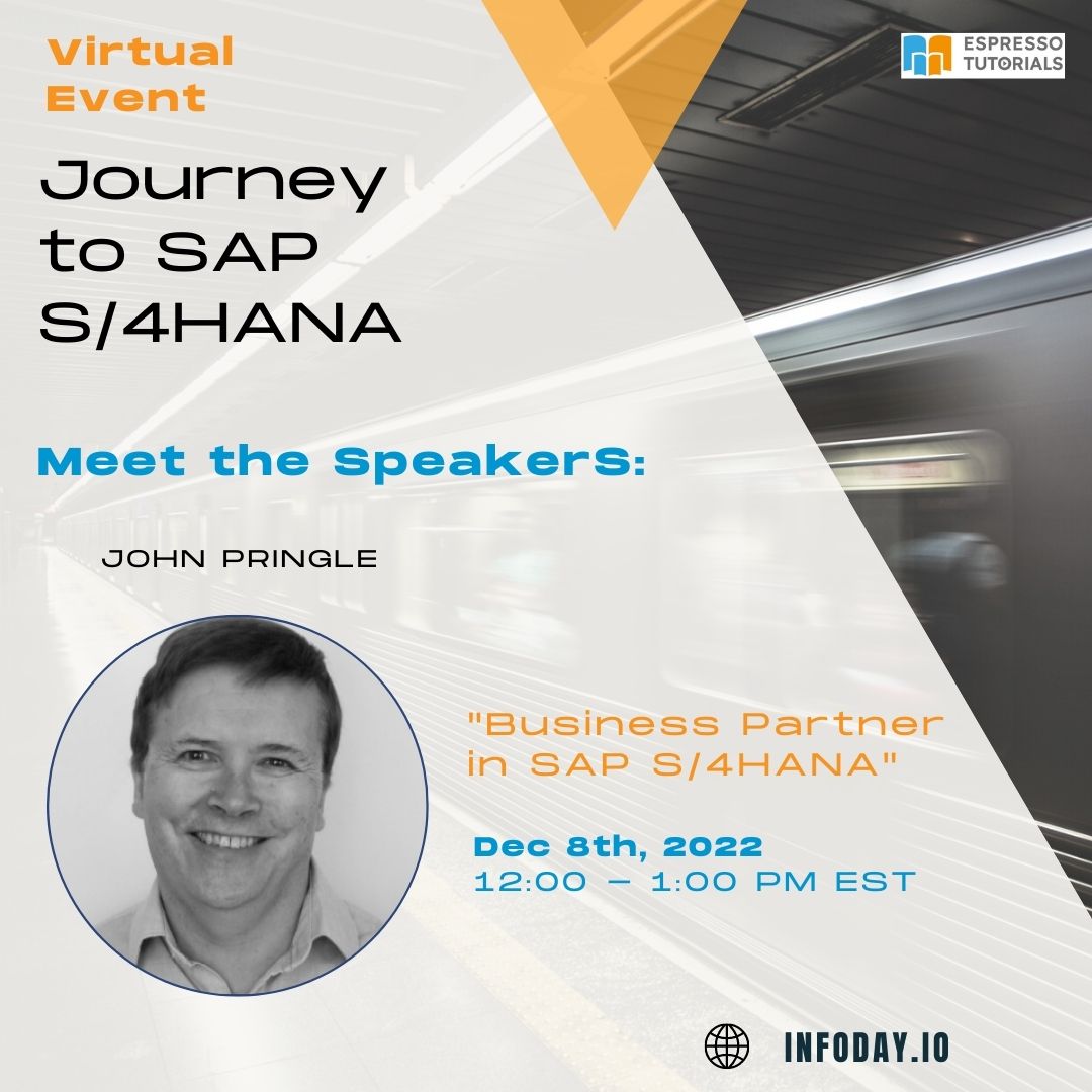 info_tutorials's tweet image. We&apos;re so excited to have SAP expert John Pringle joining us at our upcoming virtual event! 

He’ll be doing a deep dive into:

👉Business Partner as vendor
 
👉 Business Partner as customer,
 
👉Employee integration,

…&amp;amp; more! 
 
Click here to learn more: hubs.ly/Q01pPD740