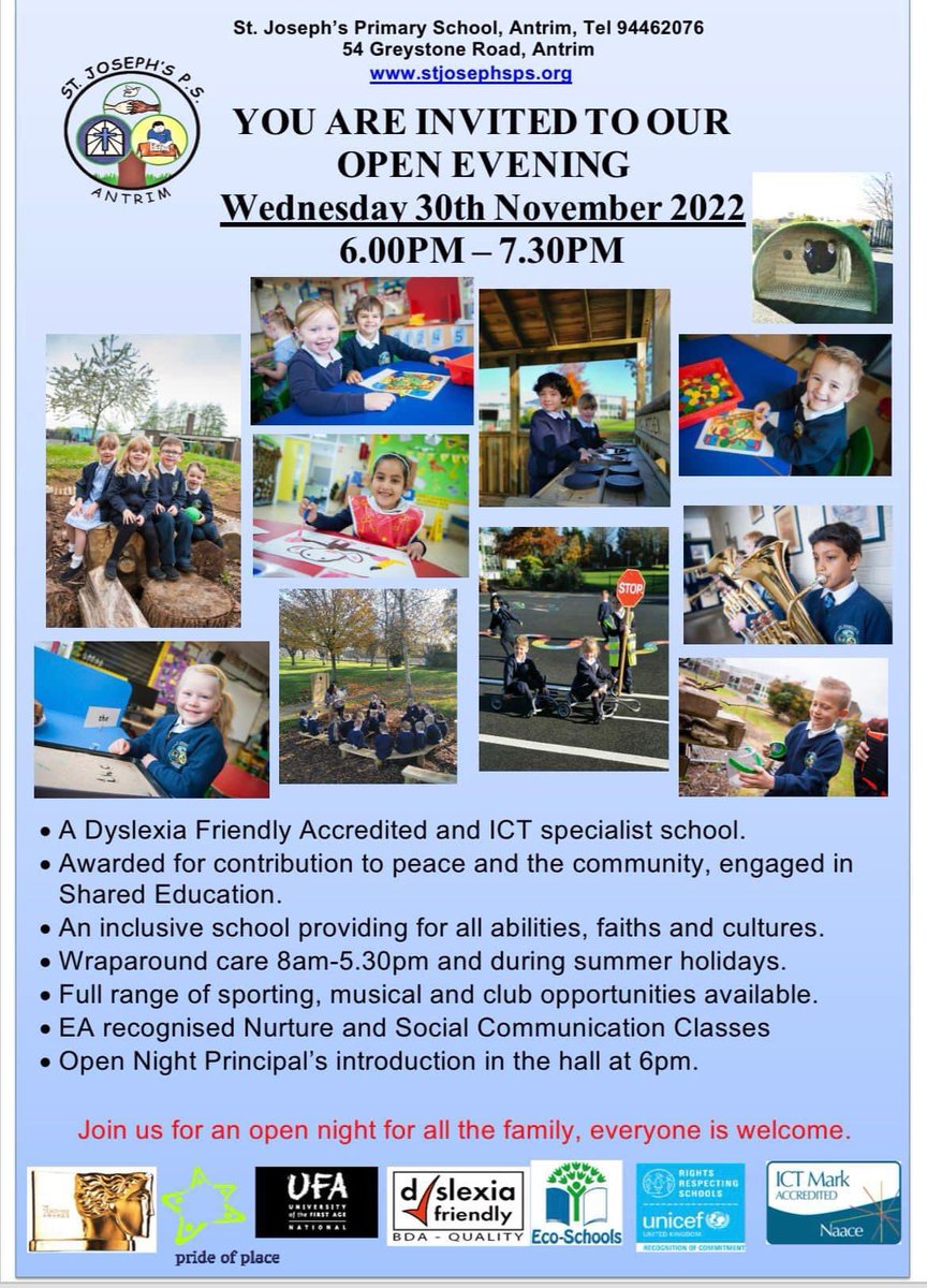 🔵 Remember, our open evening is today from 6-7.30pm. Mrs Treacy’s welcome will be at 6pm in the hall, followed by a tour of our amazing school and facilities. 

See you all soon! 👋🏻