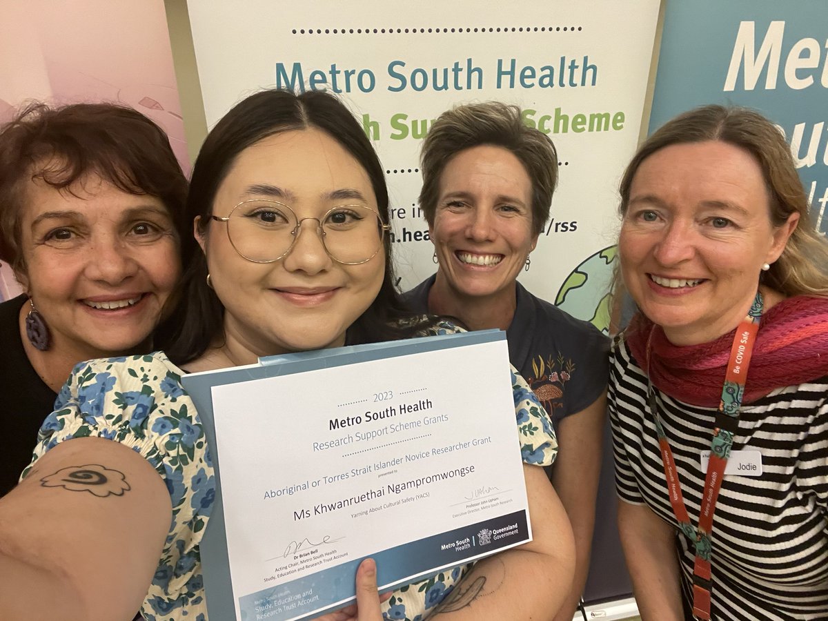 Yarning About Cultural Safety project was successful in the @MetSthHealth RSS #Aboriginal Novice Researcher Grant!! Excited to be working alongside my wonderful co-investigators! MY FIRST GRANT 🙌🏻✨🎉<a href="/garvey_gail/">Gail Garvey</a> @drbenabrown @LarnzLarnz <a href="/jlnixon1/">Jodie Nixon</a> &amp; Dr Kate Anderson <a href="/UQMedicine/">UQ Medicine</a>