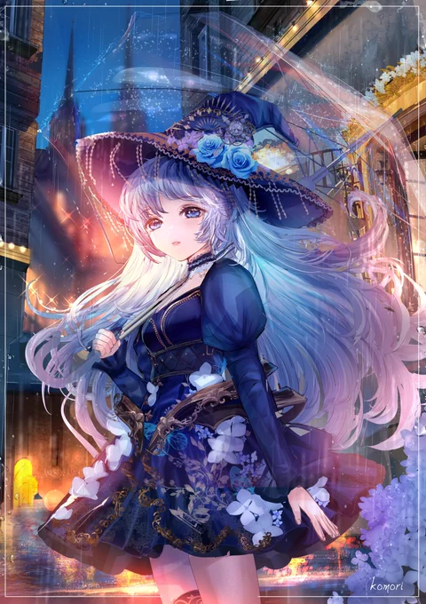 #まおうほめて 雨夜の魔女を描いたイラストですよろしくお願いいたします 