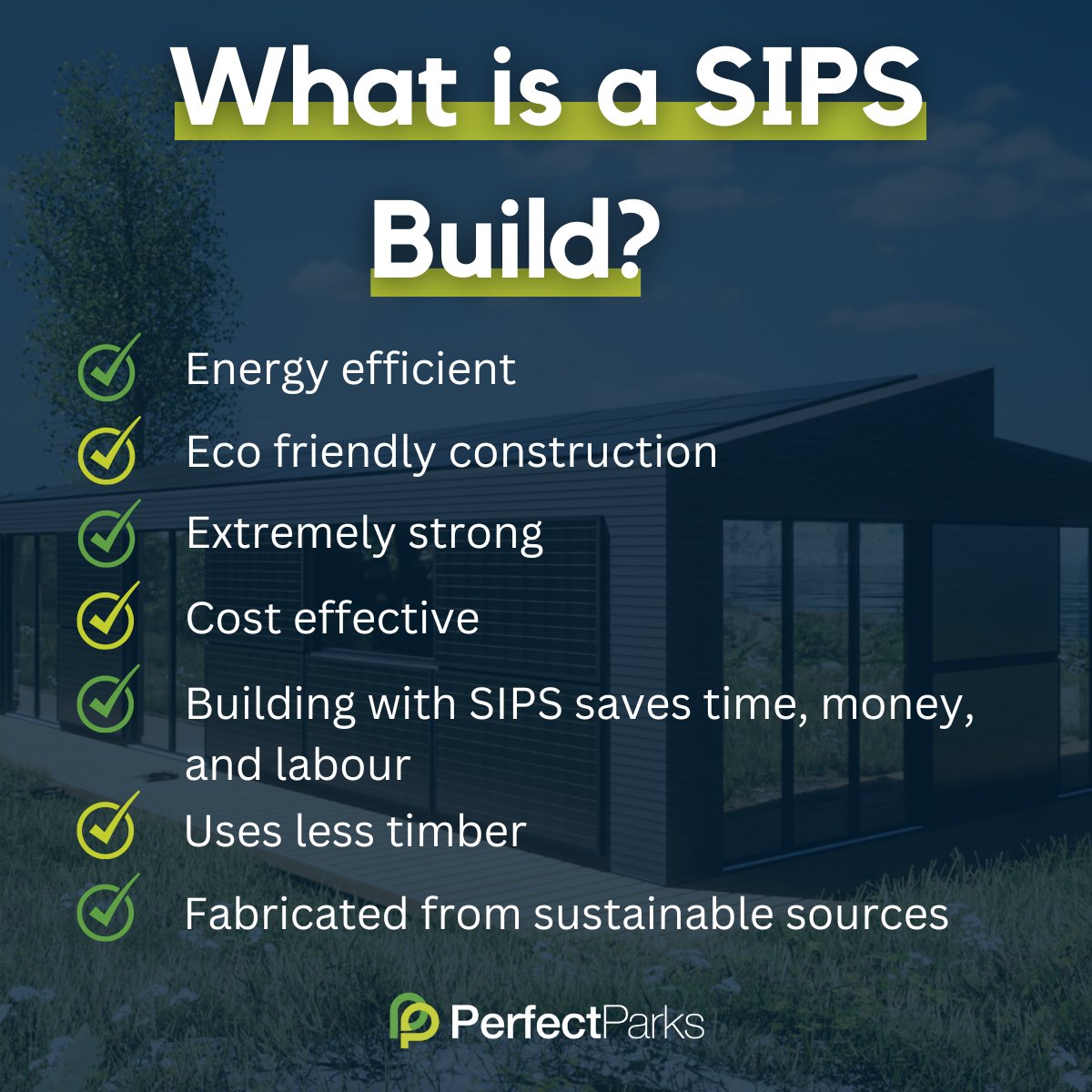 PerfectParksLtd's tweet photo. What makes us eco-friendly?🌏
It’s not just the PV panels that make us eco-friendly, it’s the quality of the build as well.👏
All of our energy positive lodges are built using a SIPS build.
Take a look at what a SIPS build is below! ⬇️
#SIPSbuild #sipsbuildbetter #pp https://t.co/qb5O1lnIGb