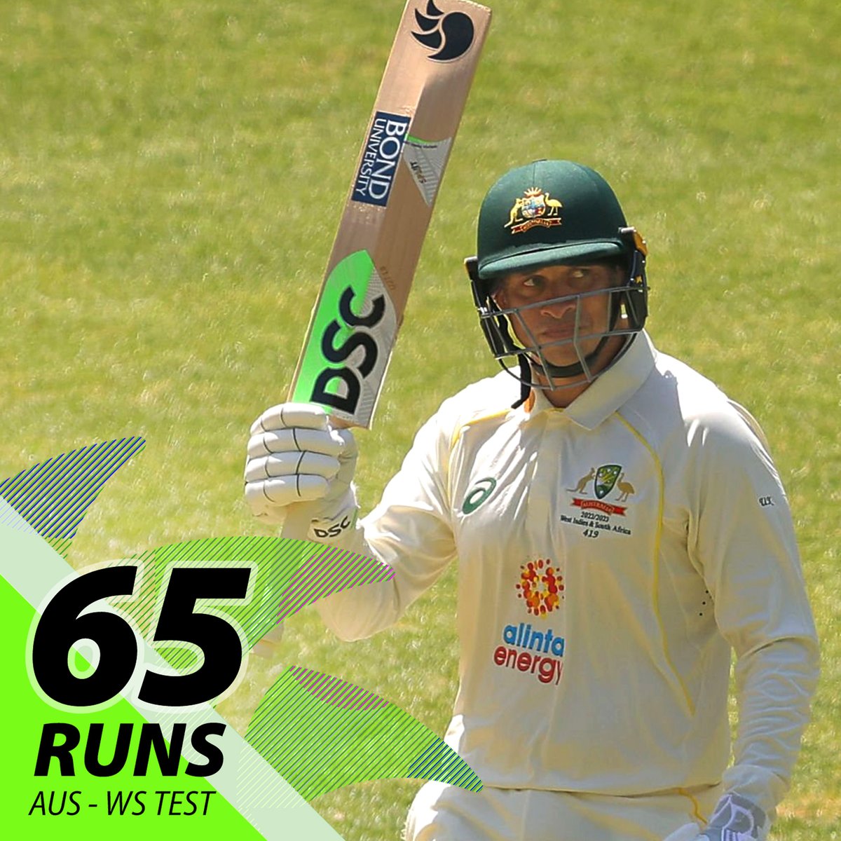 DSCcricketAus's tweet photo. A promising start to the summer for DSC REBEL @usman_khawajy as he brings up his 18th Test half-century against the Windies.

📸 Getty images

#DSCFearless #AUSvWI #WTC23 #TestCricket https://t.co/20yUSNsn6g