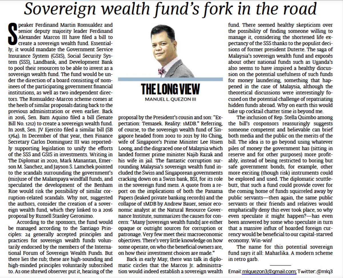 mlq3's tweet photo. My column today looks at the proposal to establish a sovereign wealth fund, and how it was seen as forthcoming since May: and what causes for concern it could raise. https://t.co/CWoKHGFYOV https://t.co/AIne2mrl5d