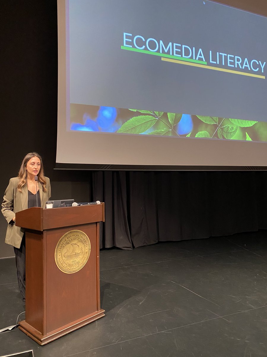 mdlablau's tweet photo. Perla Daou, MA candidate at LAU, sheds the light on the connection between environment and media literacy: ecomedia literacy #mdlab2022 #mdlab #mdlablau #mdlab22 https://t.co/mTytxb1zpY