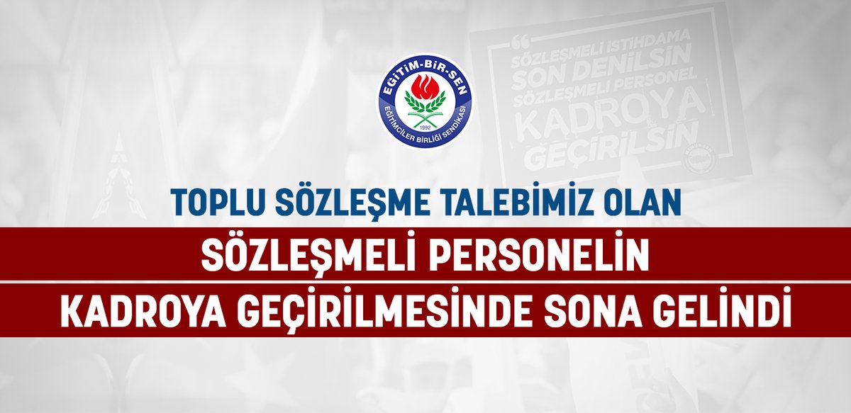 Toplu sözleşme talebimiz olan sözleşmeli personelin kadroya geçirilmesinde sona gelindi

#Sözleşmeli personelin şartsız ve amasız kadroya geçirilerek kadrolu memurlarla aynı haklara sahip olmaları konusunda gayretimiz, çalışmalarımız devam edecektir.

🔗ebs.org.tr/manset/5701/to…