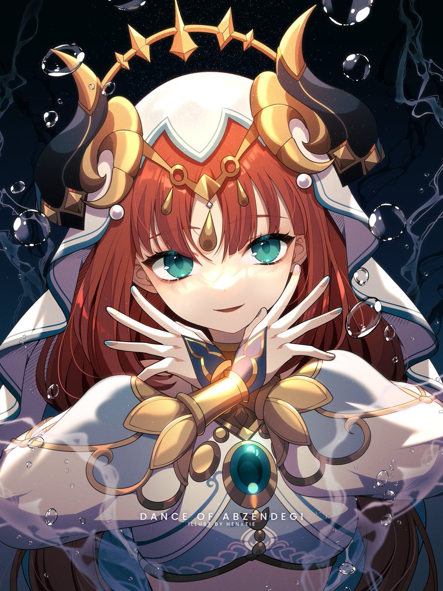 nilou (genshin impact) 1girl solo horns veil looking at viewer red hair long hair  illustration images