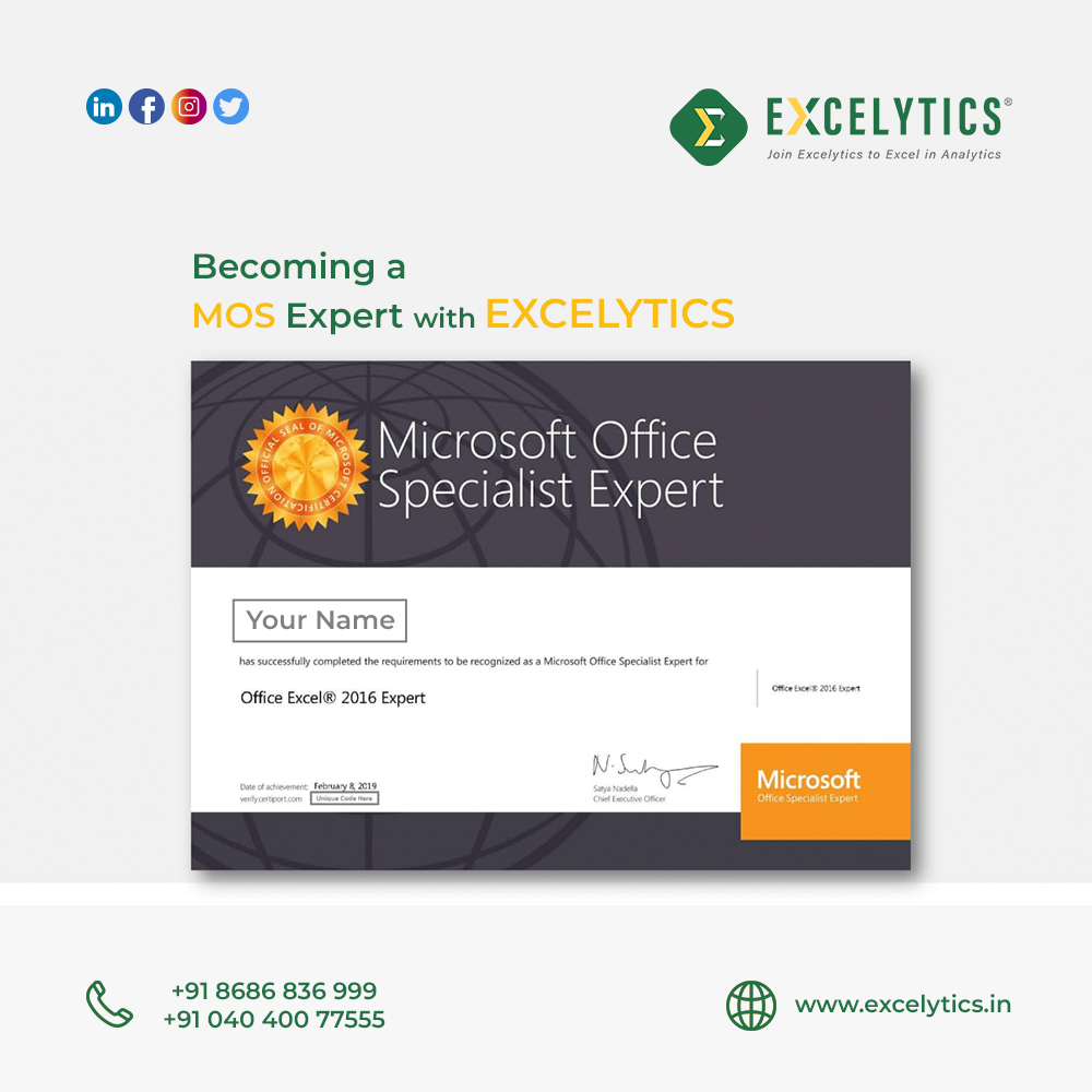 excelytics_info's tweet image. &quot;Get Microsoft Office Specialist Certification with Excelytics
&quot;

#excelytics #certificate #course #students #learning #learn