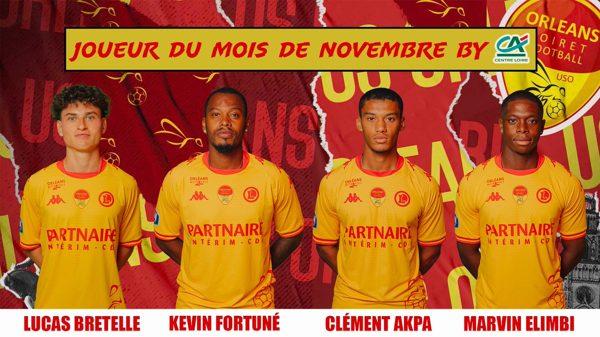 🚨🔝 𝐄𝐥𝐢𝐬𝐞𝐳 𝐯𝐨𝐭𝐫𝐞 𝐎𝐫𝐥𝐞́𝐚𝐧𝐚𝐢𝐬 𝐝𝐞 𝐍𝐨𝐯𝐞𝐦𝐛𝐫𝐞 𝐛𝐲 <a href="/CA_Centre_Loire/">Crédit Agricole Centre Loire</a> ! 🟡🔴

👊 Les nommés sont 👇
▪️ Lucas BRETELLE
▪️ Kevin FORTUNÉ
▪️ Clément AKPA
▪️ Marvin ELIMBI

A vos votes ➡️ forms.gle/XccZ21TUesVq8V…