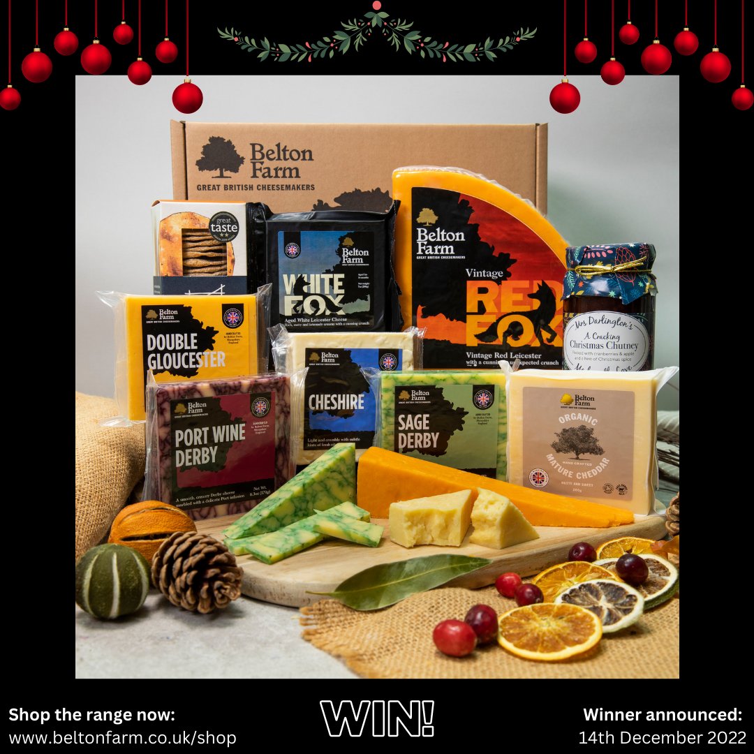 💥CHRISTMAS GIVEAWAY!💥

We're giving away one of our delicious Belton Farm Christmas Hampers!
To be in with a chance of winning this festive prize, simply:
1. Follow us
2. Tag a Cheese Lover

The winner will be announced on 14th December 2022. Good Luck! #BeltonFarm #Competition