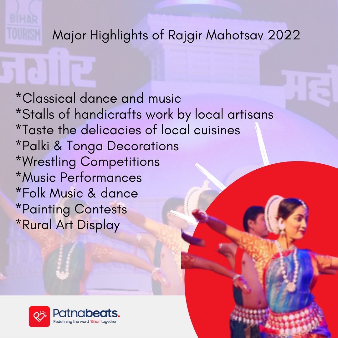 Rajgir Mahotsav: 3 days celebration of Bihar’s art and culture begins. 
<a href="/TourismBiharGov/">Bihar Tourism</a> <a href="/IPRD_Bihar/">elon musk</a> 
#RajgirMahotsav2022 #Bihar #patna #patnabeats