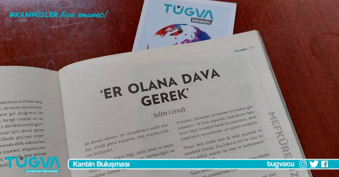 tugvacu's tweet photo. Bu hafta Kantin Buluşmamızda İlahiyat Fakültemizde "Er Olana Dava Gerek" adlı makaleyi okuduktan sonra konu üzerine sohbette bulunduk.

 "İslam korkakların değil, cesur ve atılgan Müslümanların omuzlarında yükselecektir." Aliya İzzetbegoviç

#KampüslerBizeEmanet https://t.co/AJ1vxmPTQ2
