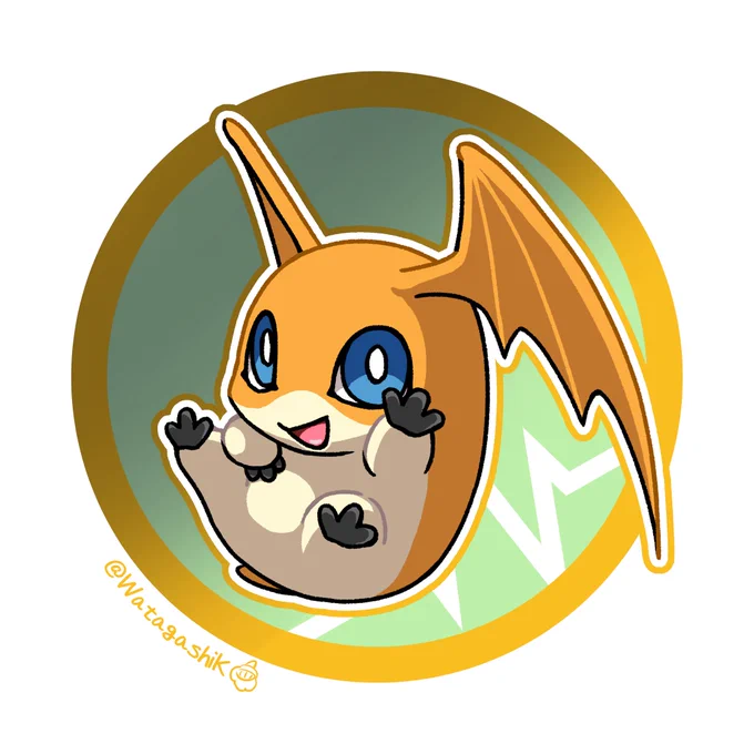 過去に描いた別バージョンのパタモンとロップモン 