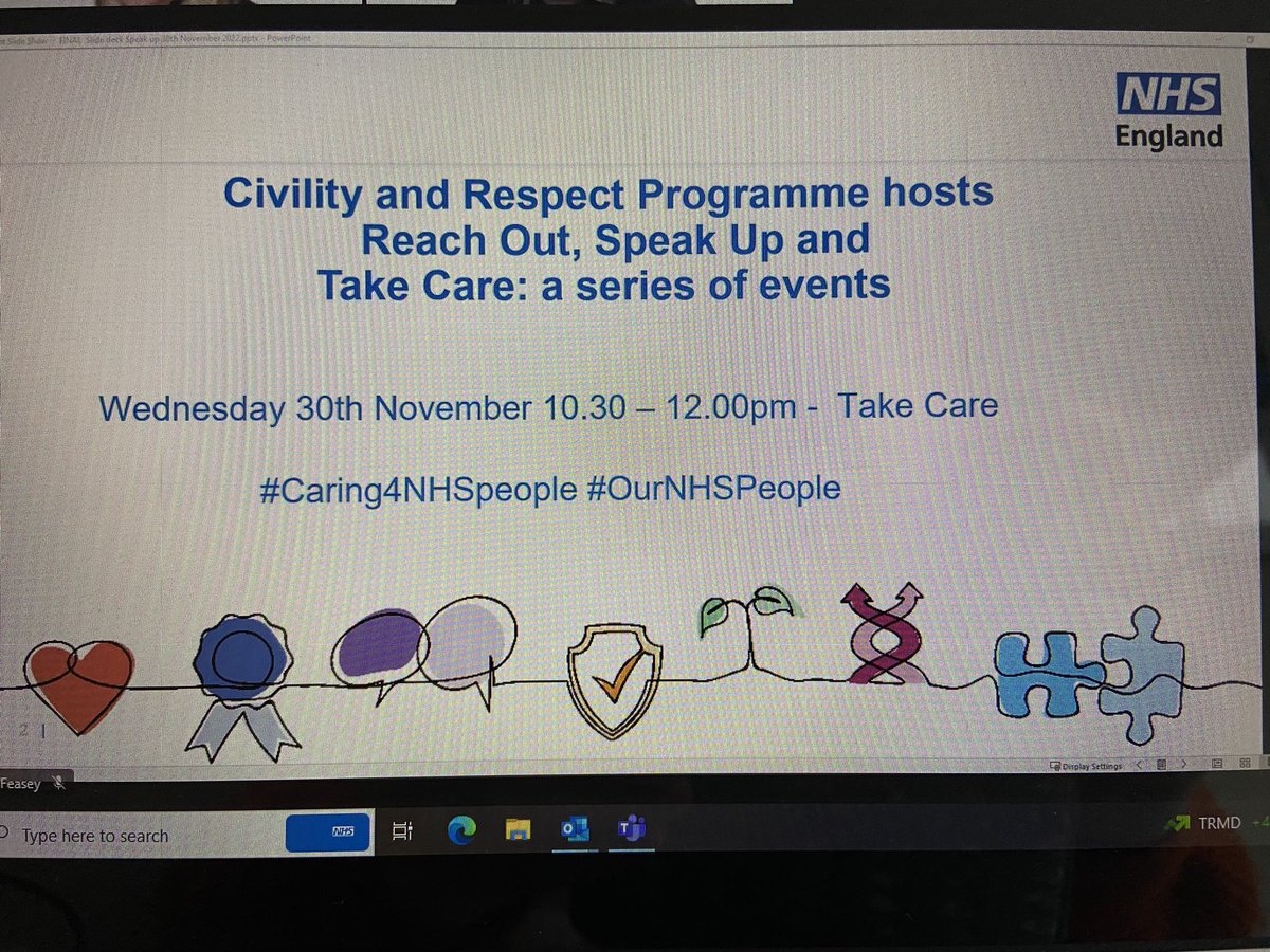 For those of you that know me, will know how passionate I am about this topic. A really great webinar about respect, compassion & listening in the workplace #Caring4NHSPeople #OurNHSPeople #ClearIsKind #SpeakUp #wellbeing @paulmreeves1 @SuzanneB_NHS 💙