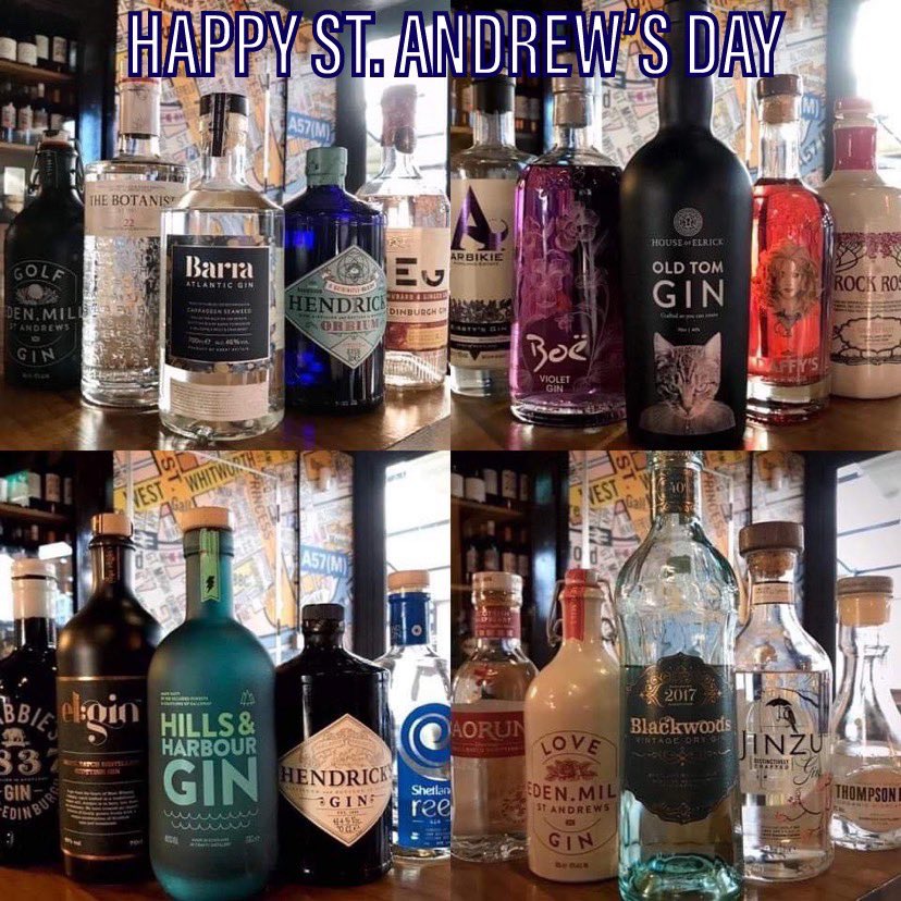 Happy #StAndrewsDay. We’ve over 80 #Scottish #gin options, for you to come and enjoy today, #Manchester.