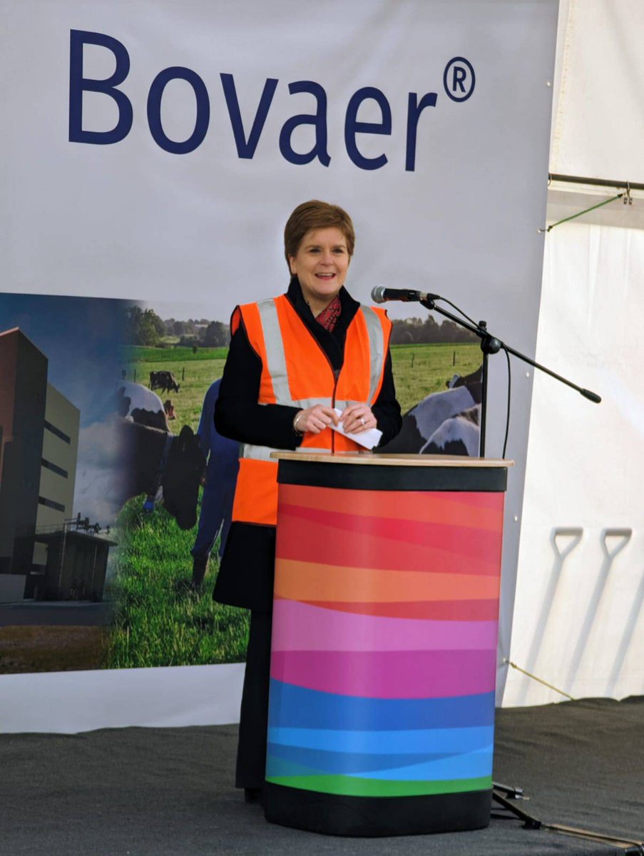 ScotGovFM's tweet photo. First Minister @NicolaSturgeon visited North Ayrshire today to break ground on the construction of a new plant at the @DSM site in Dalry.

The plant will support the production of a methane-reducing feed additive, helping Scotland to achieve its climate ambitions. https://t.co/TfBCMFfbYx