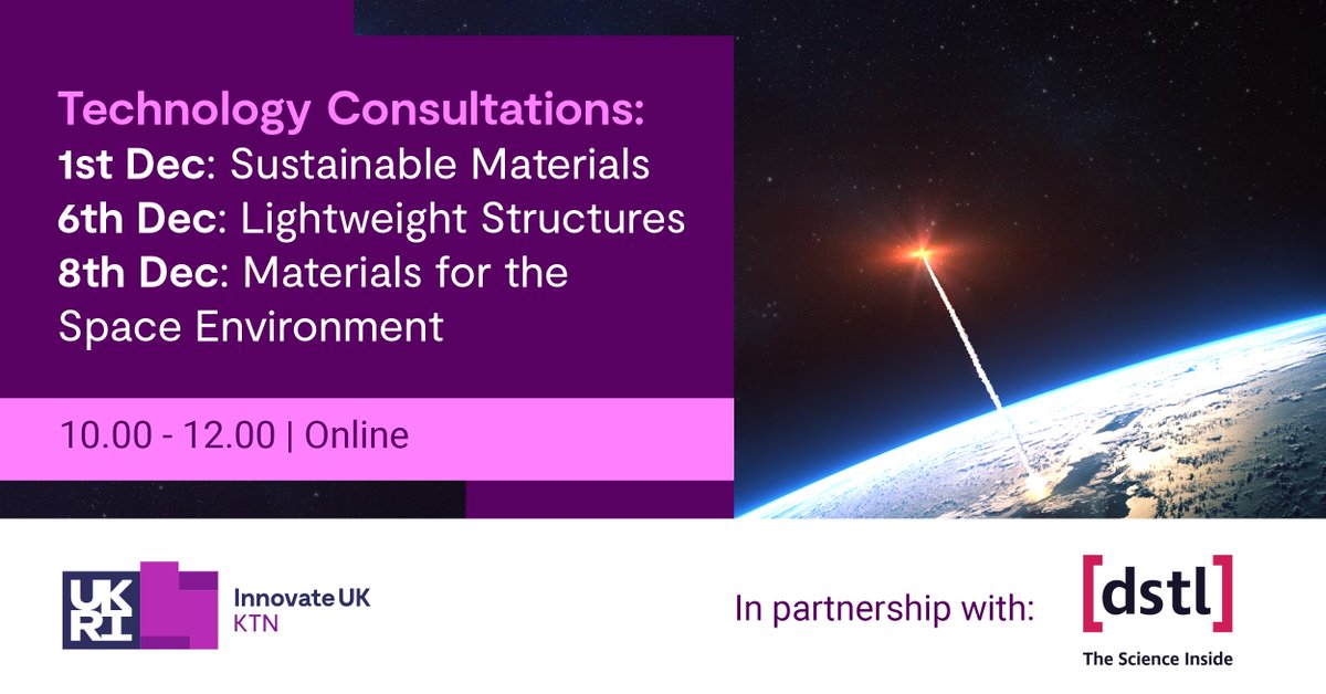 🔈Have your say in the <a href="/dstlmod/">Dstl</a> Materials for Space Science &amp; Technology Research direction. Findings will feed into a tech roadmap shaping Dstl’s future strategy for #advancedmaterials and processes relating to each roundtable theme. To express interest > bit.ly/3TggkeE