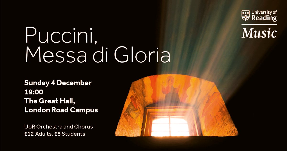 Our big #concert of the term, Puccini, Messa Di Gloria, is this Sunday, 4th of December 2022.

Our Orchestra and Choirs will be combining to raise the roof on the Great Hall. Come and Join Us! #music 

Ticket link - store.reading.ac.uk/product-catalo…