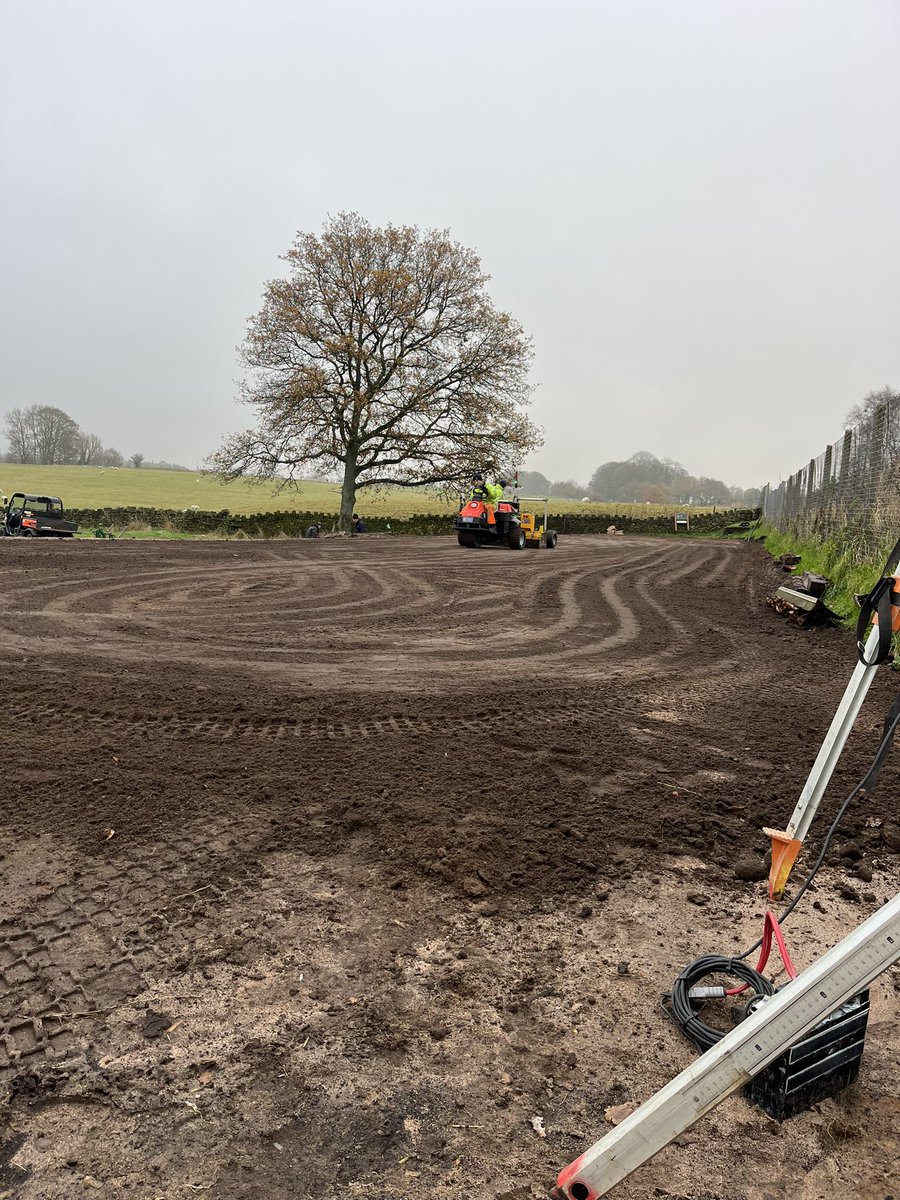 The team are busy today getting levels in #balgolf #laserlevel