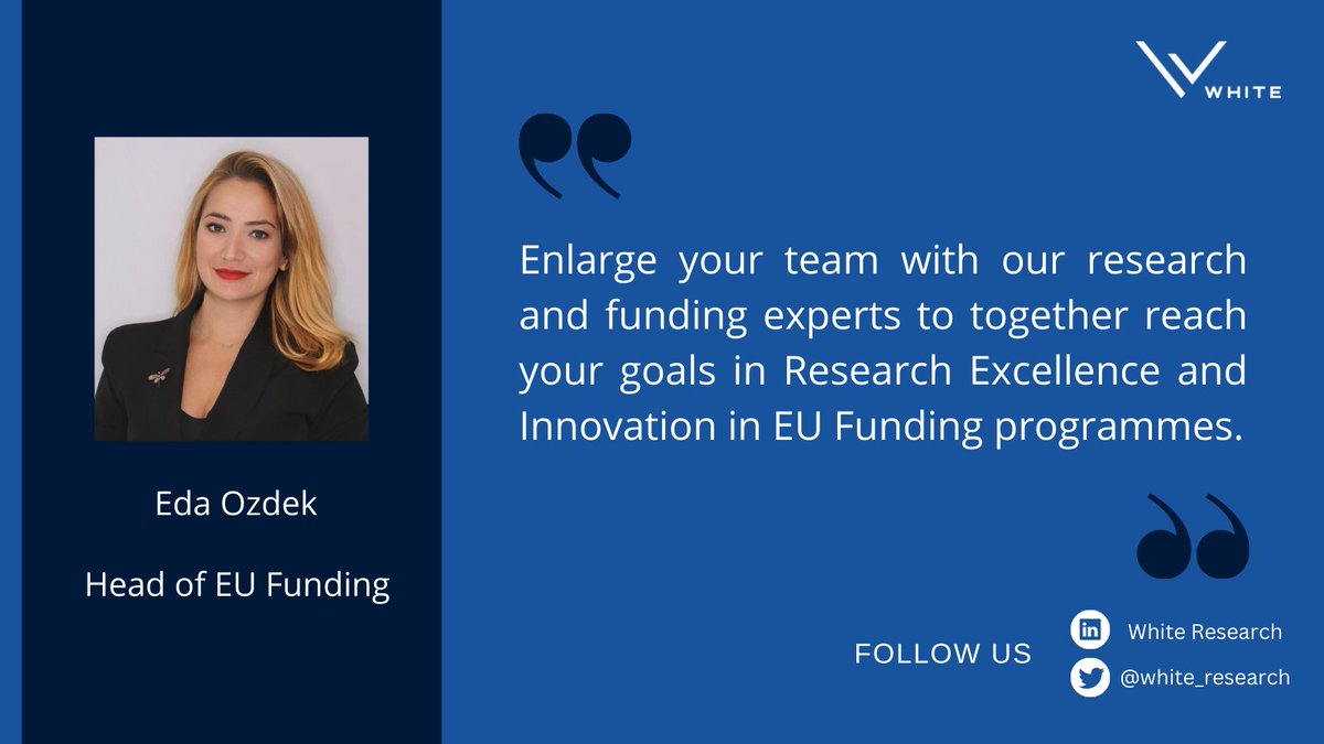 white_research's tweet photo. #MeetOurDepartments!
๐ฃ๏ธ Today, @ozdek_eda shares with us some insightful #KeyInformation from the EU #Funding Department ๐ช๐บ
More info โก๏ธhttps://t.co/Y4RtnxgVZx https://t.co/D053EW3Pch