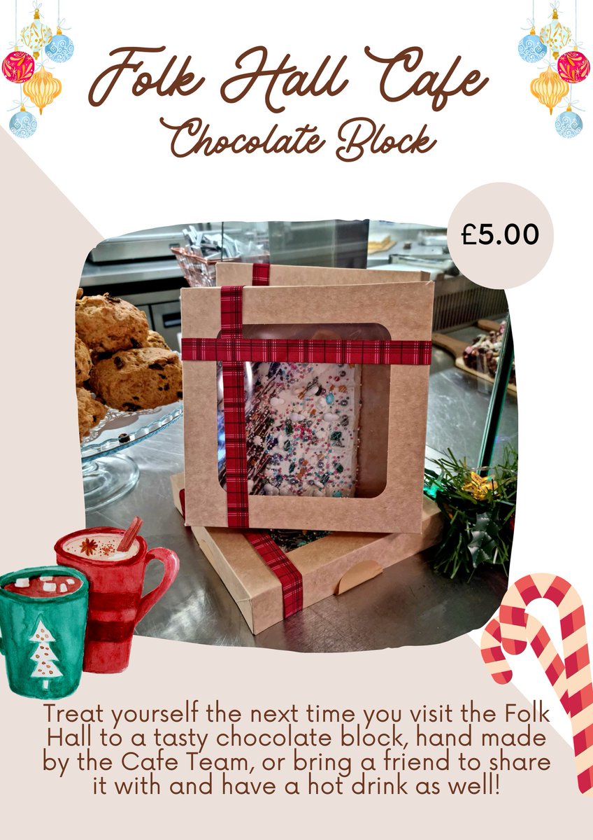 JRHT_FolkHall's tweet photo. The Folk Hall Cafe also has another yummy special running at the moment, with these delightful handmade chocolate blocks! Made by the friendly team at the Folk Hall Cafe, treat yourself the next time you are in or buy it for someone else! ☕ 🍫 https://t.co/Ml2YEDiAms