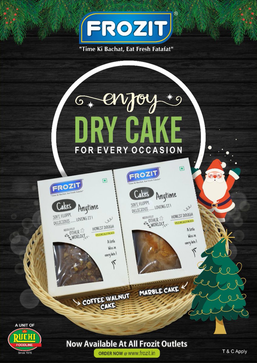 frozit_india's tweet photo. Get your hands on our cake, which comes in two delectable flavours. Visit your nearest Frozit store to get it right away!🎄🎅🏼

𝐒𝐡𝐨𝐩 𝐎𝐧𝐥𝐢𝐧𝐞 : https://t.co/YyBytpr4c3

#Frozit #RuchiFoodline #Christmas2022 #cakes #dessert #visitustoday #delectable #flavours #shoponline https://t.co/jxdVGbOjge