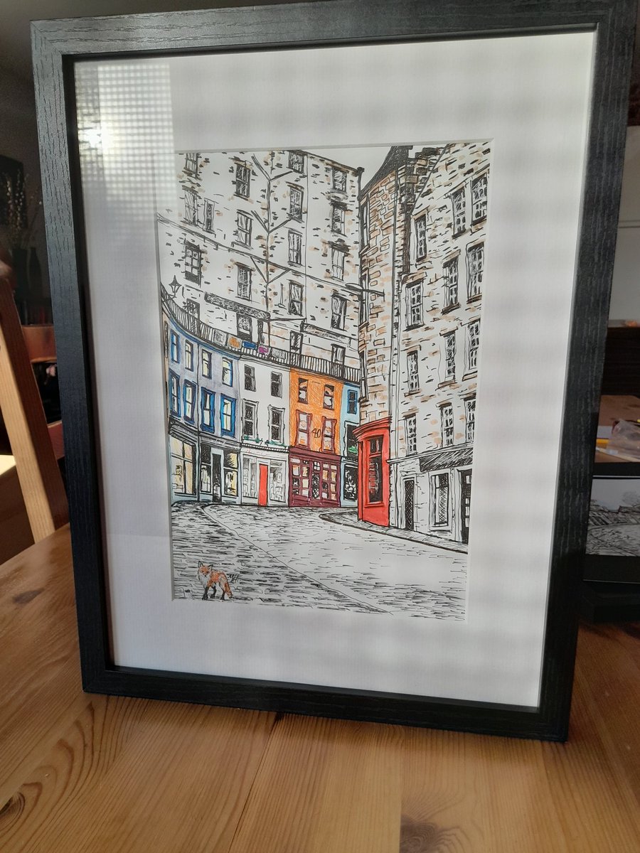 EdinburghFoxInk's tweet image. I'm taking along some originals to The Assembly Rooms Christmas Fair this weekend @3d2dEvents including one I've been keeping... original 'Fox at Victoria Street'. This has been a big seller on cards and prints but original still in my possession. #original #victoriastreet #ink