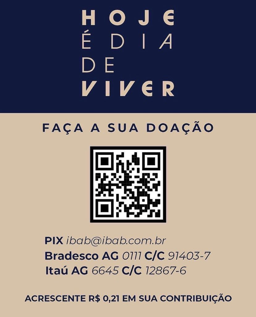 30 de Novembro
Dia de Doar
.
Campanha de natal Ibab em parceria com 52 organizações 
. 
hojeediadeviver.com.br
. 
PIX ibab@ibab.com.br
acrescente 0,21 centavos ao final do valor para identificação da campanha
.
#campanhadenatal #ibab #hojeediadeviver
