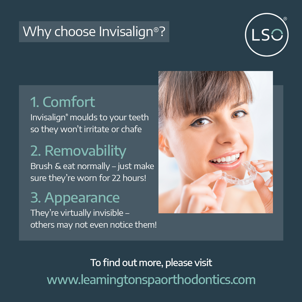 Invisalign is just one of the treatment options we offer - to discover which one is right for you, please book a consultation with us by calling 01926 883476!

#specialistorthodontist #orthodontics #leamington #leamingtonspa #invisalign #braces #orthodontictreatment #smile