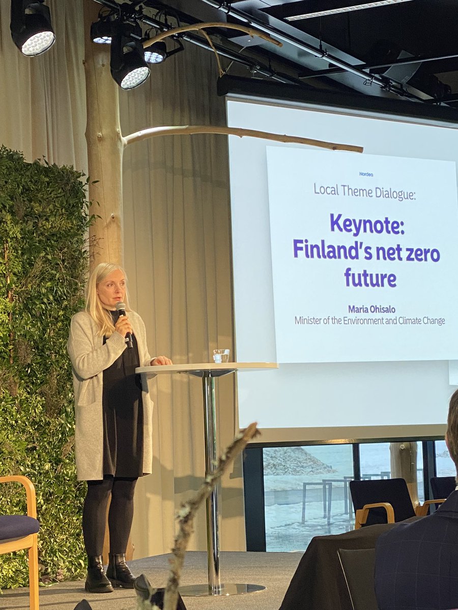 Climate change and biodiversity loss are interconnected crises. Companies are needed in solving both, says  <a href="/MariaOhisalo/">Maria Ohisalo</a> at <a href="/Nordea/">Nordea</a> Sustainability Summit. Governments can bring predictability &amp; support for innovation to accelerate the #GreenTransition