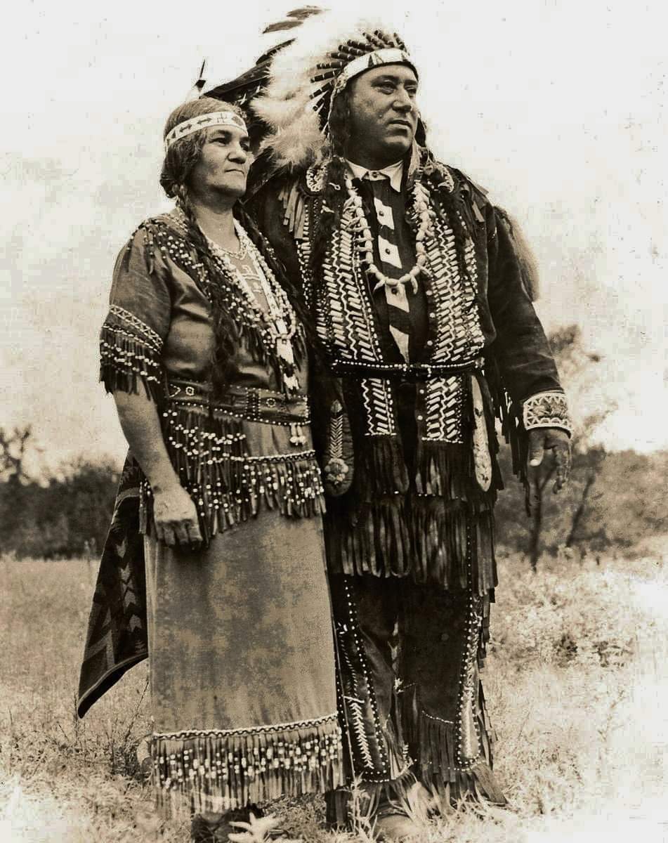 Mrs. Nannie G. Miles and her husband, Paul Leonard Miles on the Pamunkey Reservation in King William County, Virginia - Pamunkey - taken sometime before the death of Mrs. Nannie G. Miles in 1949 
 #nativewomen #nativeamericanart