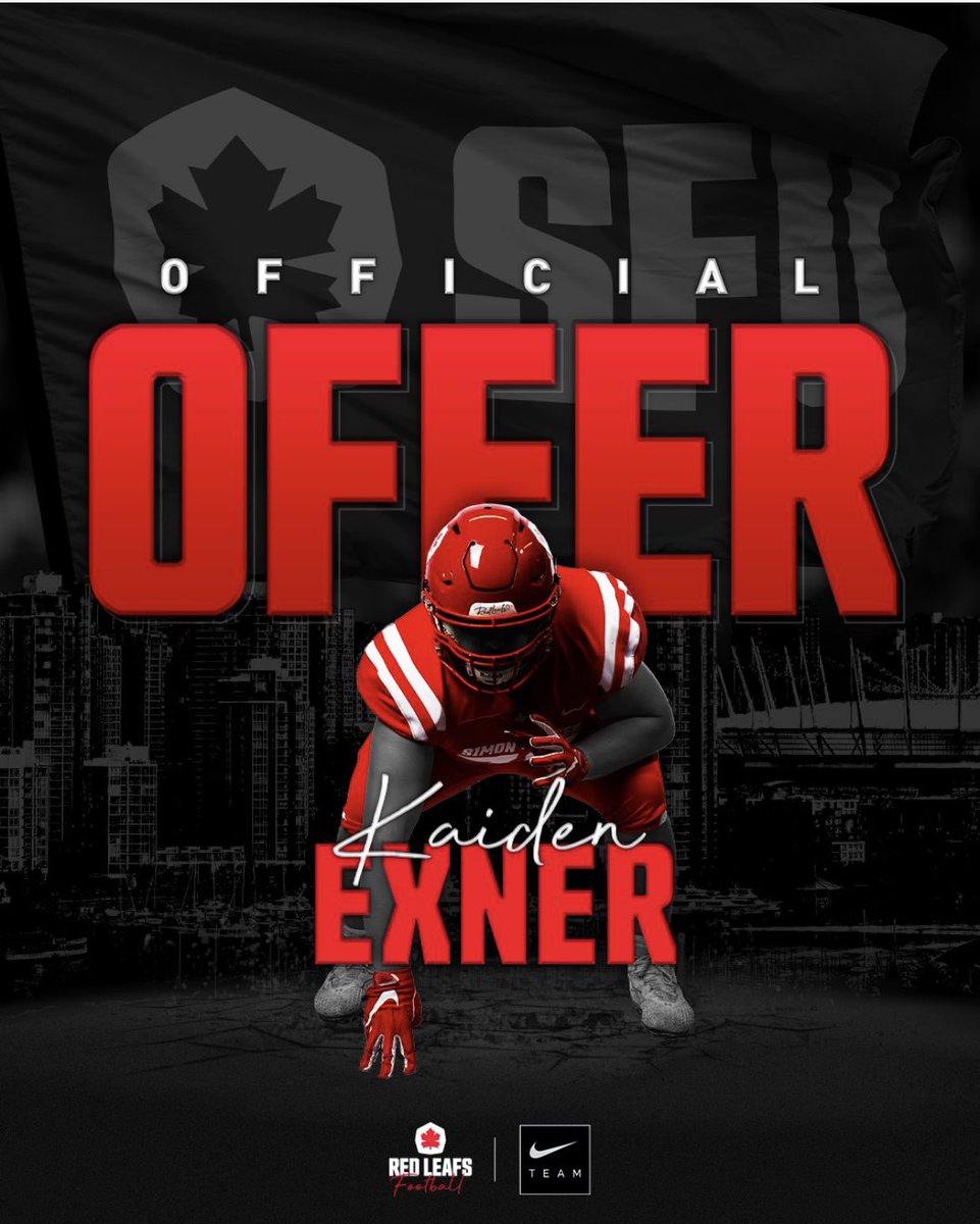 After an amazing call with <a href="/CoachJErdman/">Jerome Erdman</a> I am happy to announce I have received my first NCAA offer from <a href="/SFUFootball/">SFU Football</a> <a href="/TFSAthletics/">Terry Fox Athletics</a> <a href="/CoachRigell/">Mike J.Rigell</a>
