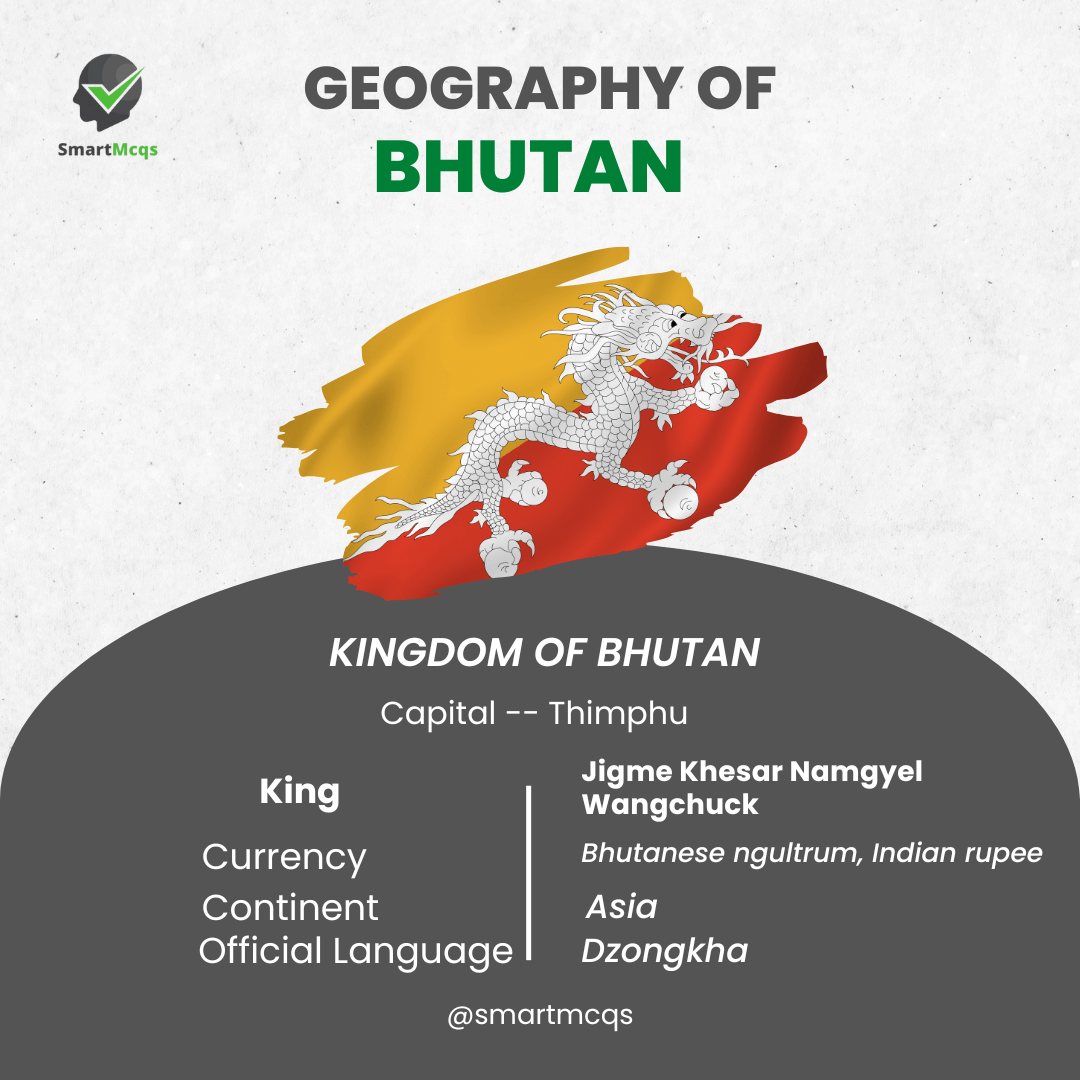 smart_mcqs's tweet photo. Geography of Bhutan
#PMSI #ppsc #mcqs #generalknowledge #currentaffairs
#css #generalknowledge2023 #csspms #csstimes #css2023 #facts #bhutan https://t.co/vzjhgHCjmL